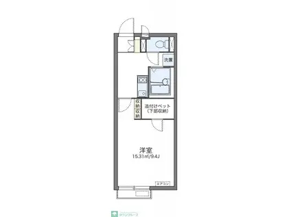 レオネクストグランドハイツ(1K/2階)の間取り写真