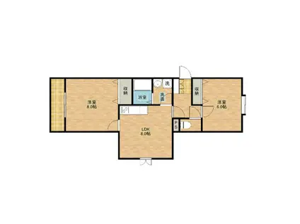 レイクビレッジI(2DK/1階)の間取り写真