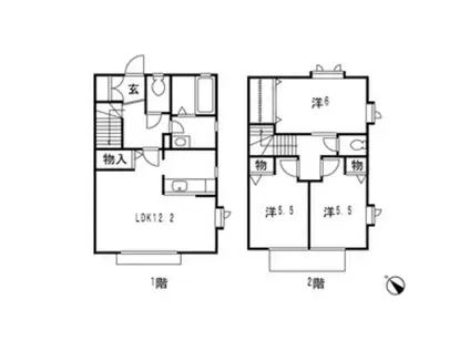 シャトレー武蔵野弐番舘(3LDK/1階)の間取り写真