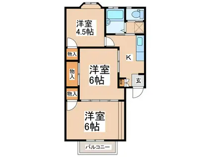 ガーデンハイツちくまC(3K/2階)の間取り写真