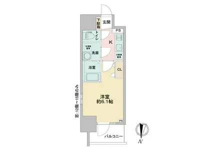 エスリードレジデンス大阪本町(1K/6階)の間取り写真