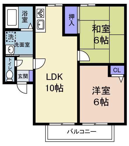 レイエステート(2LDK/1階)の間取り写真