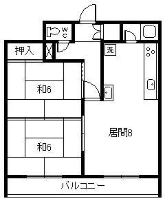 セントラルハイツ 406(2DK/4階)の間取り写真
