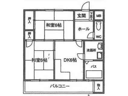 金盃第2ビル高羽荘(2DK/5階)の間取り写真