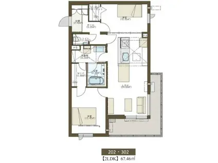 ムライチ・ガーデン花立(2LDK/2階)の間取り写真