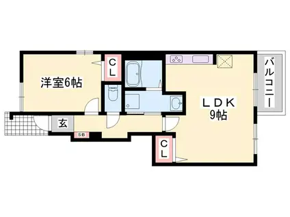 ジェルメ ネオII(1LDK/1階)の間取り写真