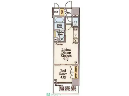 TS-COURT日本橋浜町(1LDK/8階)の間取り写真