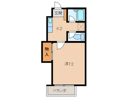 グリーンフルたまい(1K/2階)の間取り写真