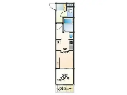 GRAND FORET(1DK/2階)の間取り写真