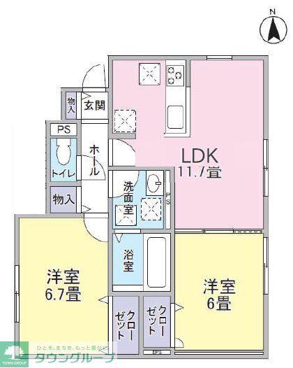 アンジュ(2LDK/1階)の間取り写真