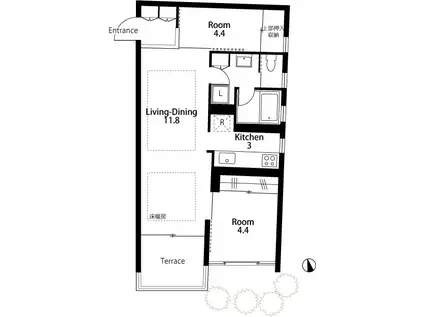 APARTMENT 惣(2LDK/1階)の間取り写真