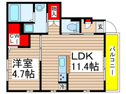 アムール計画(1LDK/1階)の間取り写真