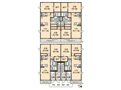 シャンピニオン(2LDK/1階)の間取り写真