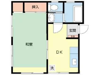 墨コーポ(1DK/1階)の間取り写真
