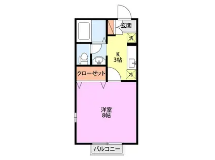 スタヴュライズベルB棟(1K/2階)の間取り写真