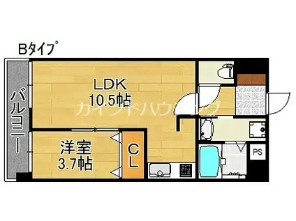 シスイル遠里小野(1LDK/2階)の間取り写真