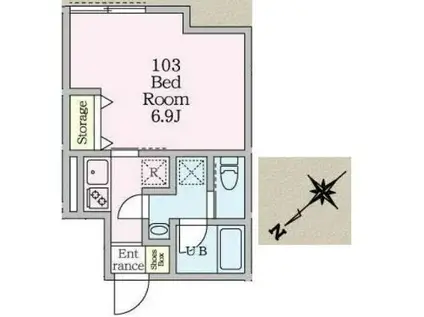 ウィステリア菊名(1K/1階)の間取り写真