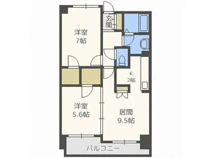 グレイスコート北18条(2LDK/8階)の間取り写真