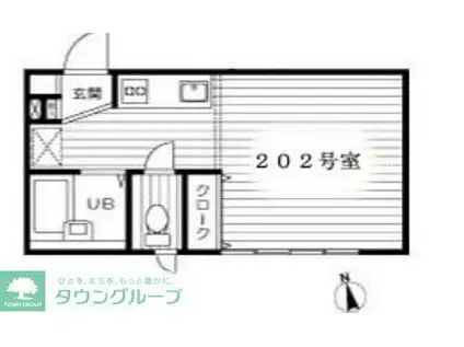 プラチナコート五本木(ワンルーム/2階)の間取り写真