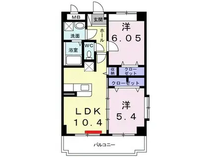 リバーサイドヨネ(2LDK/1階)の間取り写真