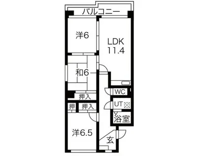 サンメゾン勢子坊(3LDK/3階)の間取り写真