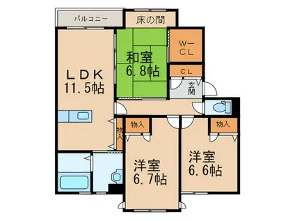 ロアーブル参番館(3LDK/1階)の間取り写真