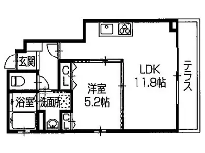 OA FLAT垣内南町(1LDK/1階)の間取り写真