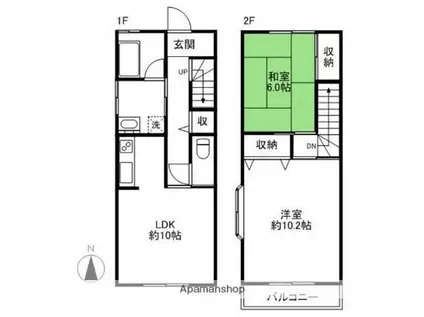 メゾネットコスモI(2LDK/1階)の間取り写真