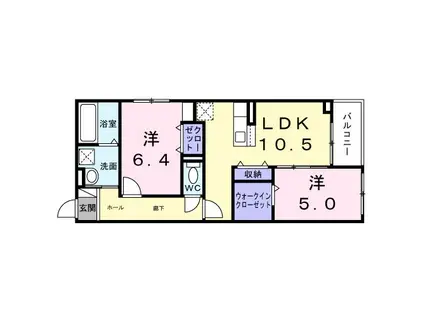 太子田2丁目アパート(2LDK/2階)の間取り写真