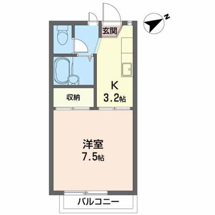 ジュネスヒル(1K/2階)の間取り写真