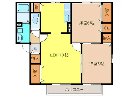 ファミール南山(2LDK/2階)の間取り写真