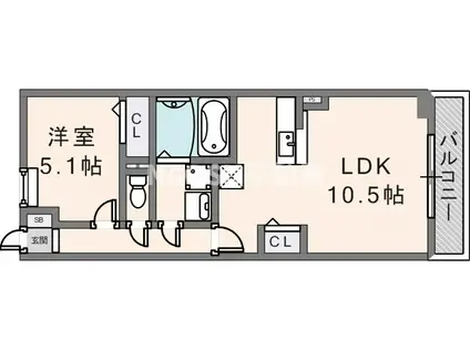 ベルフルールN・K(1LDK/2階)の間取り写真