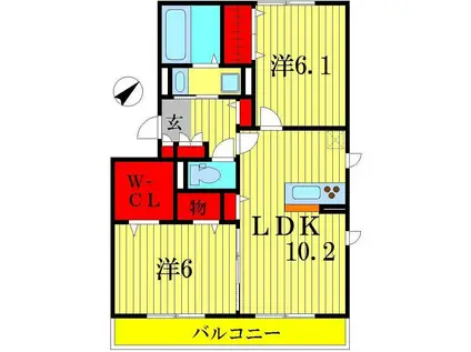 HANABUSA IV(2LDK/3階)の間取り写真