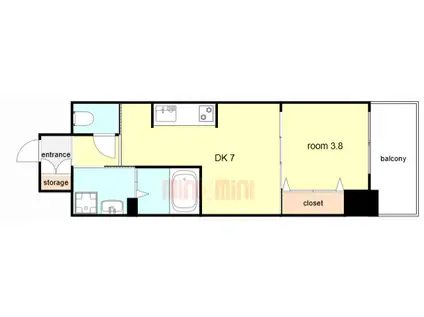 ブランシエスタ明石(1DK/2階)の間取り写真