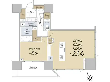 グランドヒルズ恵比寿(1LDK/9階)の間取り写真