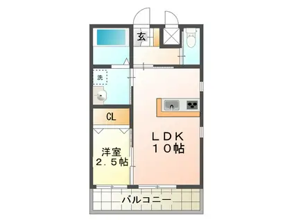 プリムローズHILLS(1LDK/2階)の間取り写真