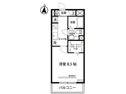 カロス新百合(1K/3階)の間取り写真