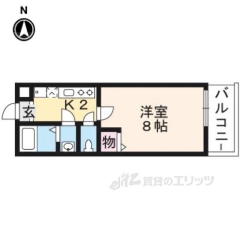 フラッティ丸太町御前(1K/3階)の間取り写真