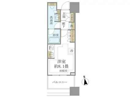 白金ザ・スカイ(ワンルーム/14階)の間取り写真