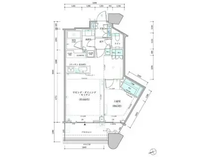 パークタワー勝どきサウス(1LDK/12階)の間取り写真