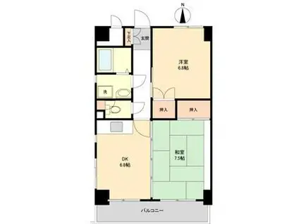 リビングステージ南仙台(2DK/6階)の間取り写真