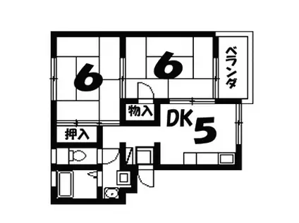 マンション角屋(2DK/3階)の間取り写真