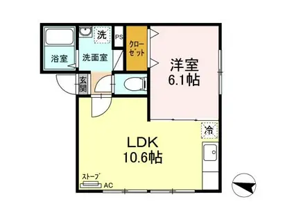 メイユール花園(1LDK/1階)の間取り写真