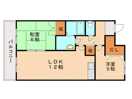 ブルーム三ヶ森(2LDK/1階)の間取り写真