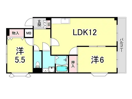 JOYハイツ(2LDK/2階)の間取り写真