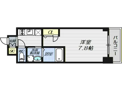 エイペックスみなとCENTRAL AVENUE(1K/6階)の間取り写真