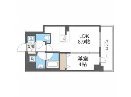 バロンドール(1LDK/9階)の間取り写真