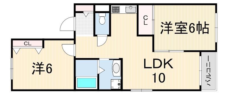 NANIWA6(2LDK/2階)の間取り写真
