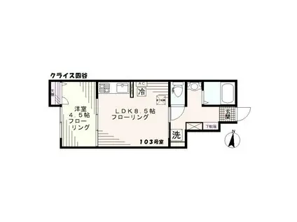 クライス四谷(1LDK/1階)の間取り写真