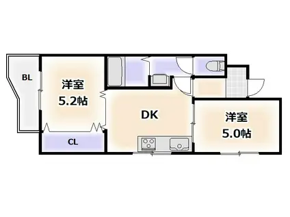 サンプラザ浪速2番館(2DK/7階)の間取り写真